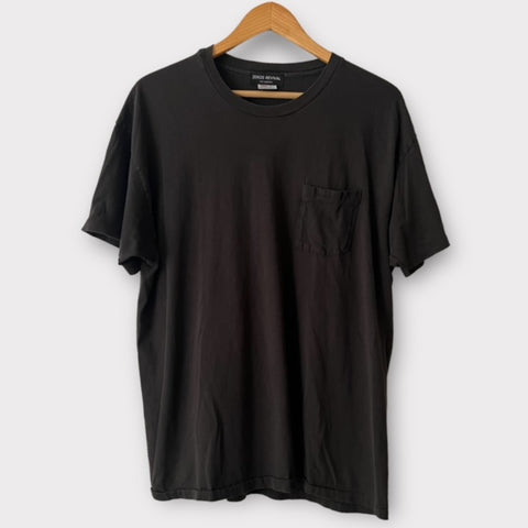 1990s Zeros Revival Blank Vintage Pocket Tee Shirt - Black