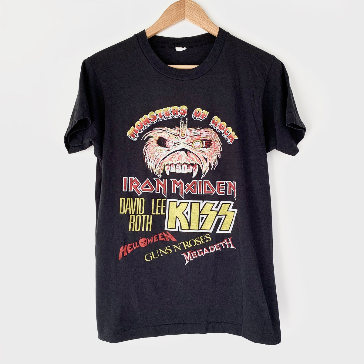 monsters of rock 1988 tour shirt 1988 Monsters Of Rock Vintage Concert Shirt Iron Maiden Guns N Roses Megadeth KISS Helloween, David Lee Roth