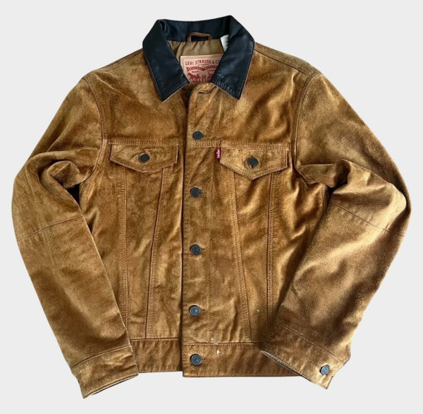 Levi's Brown Suede Leather Trucker Jacket - Small