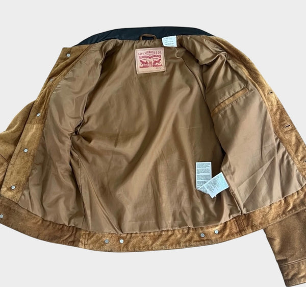 Levi's Brown Suede Leather Trucker Jacket - Small