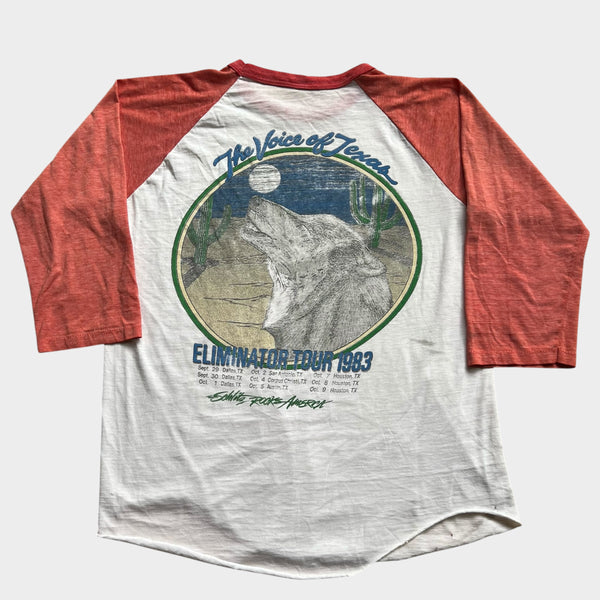 1983 ZZ TOP "Eliminator" Texas Tour Vintage Band Raglan Tee Shirt