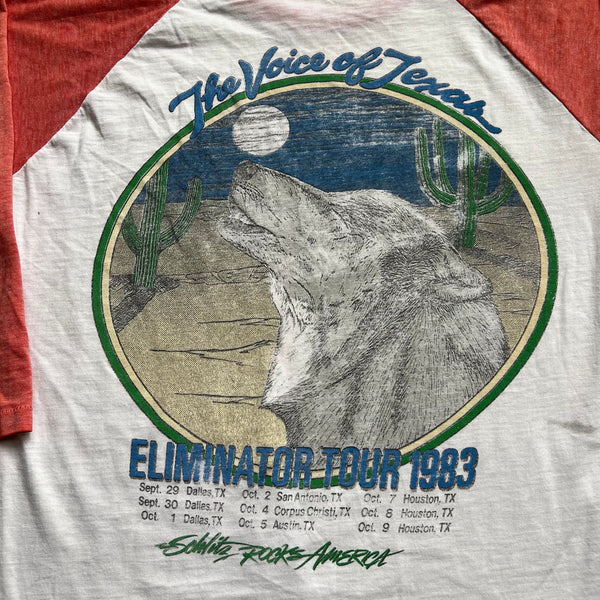 1983 ZZ TOP "Eliminator" Texas Tour Vintage Band Raglan Tee Shirt