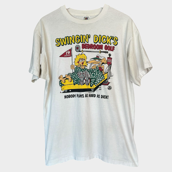 1990's Swingin' DIck's "Bedroom Golf" Vintage Novelty Comedy Vulgar Tee Shirt