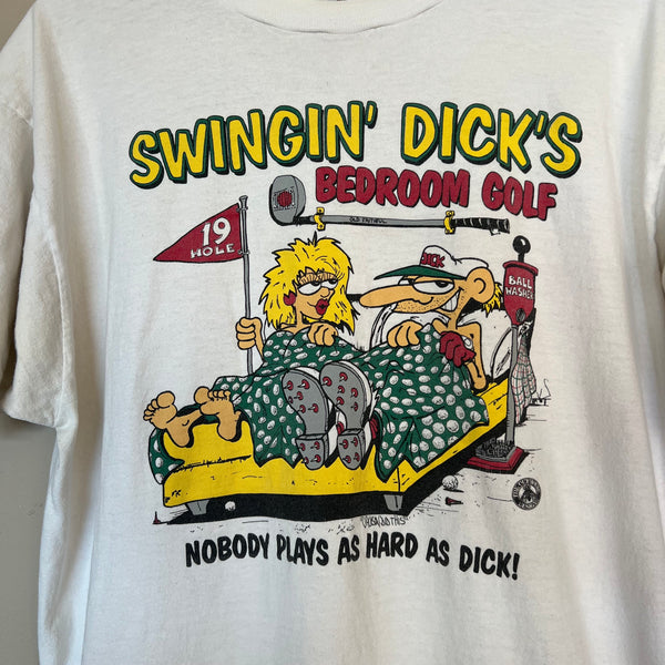 1990's Swingin' DIck's "Bedroom Golf" Vintage Novelty Comedy Vulgar Tee Shirt
