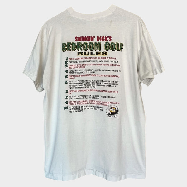 1990's Swingin' DIck's "Bedroom Golf" Vintage Novelty Comedy Vulgar Tee Shirt