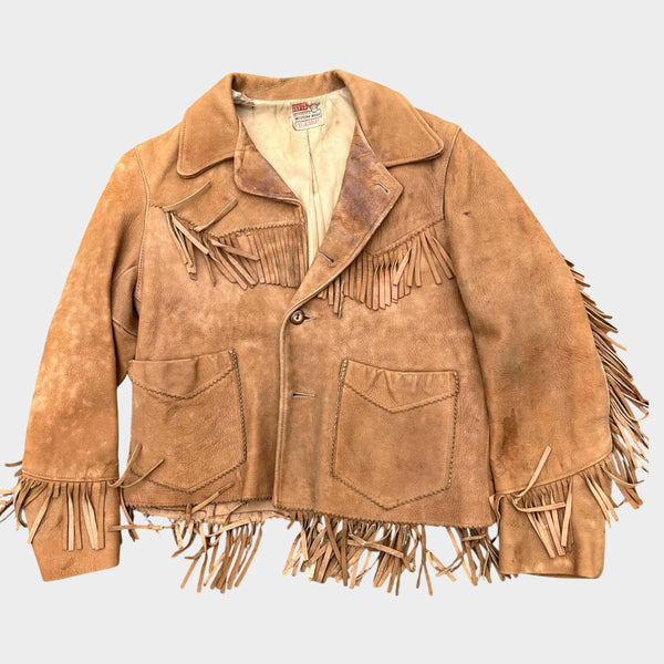 1950's Levi's Shorthorn Fringe Cowboy Western Leather Jacket Kid's 50's