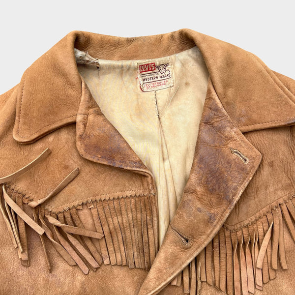 1950's Levi's Shorthorn Fringe Cowboy Western Leather Jacket Kid's 50's