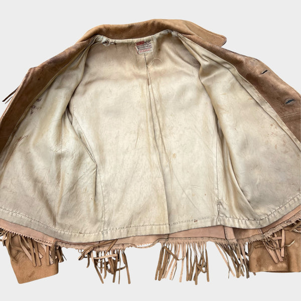 1950's Levi's Shorthorn Fringe Cowboy Western Leather Jacket Kid's 50's
