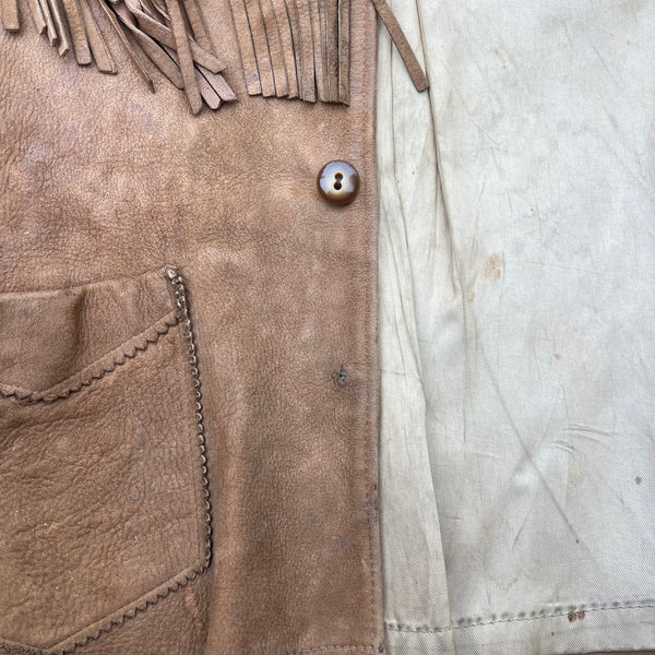 1950's Levi's Shorthorn Fringe Cowboy Western Leather Jacket Kid's 50's