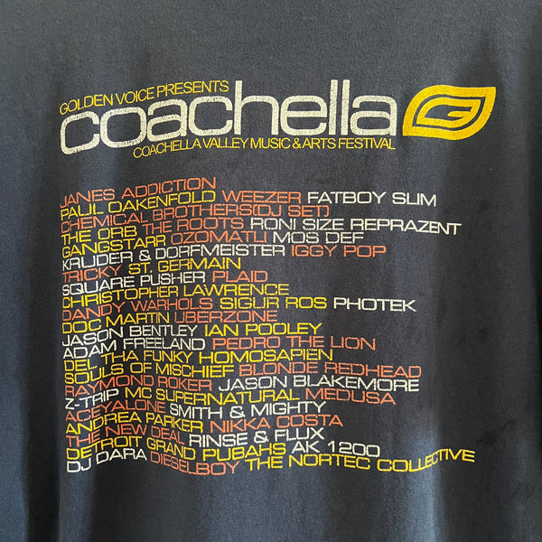 2001 Coachella Music Festival (Ft. Jane's Addiction, Weezer, Fatboy Slim, Iggy Pop, Chemical Brothers, Etc..) Vintage Tee Shirt