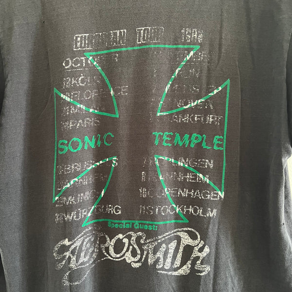 1989 The Cult "Sonic Temple"  (Opening For Aerosmith) European Tour Vintage Band Tee Shirt