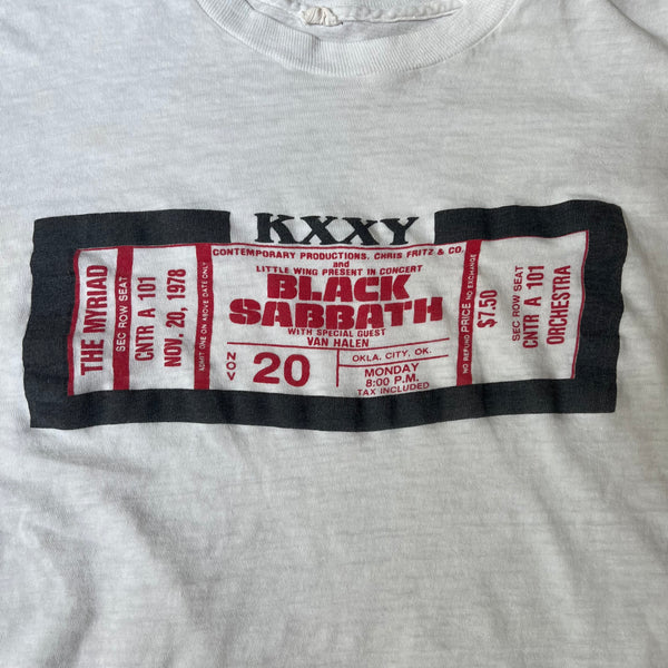 1978 Black Sabbath w/ Special Guest: Van Halen in Oklahoma City Vintage Concert Tour Tee Shirt