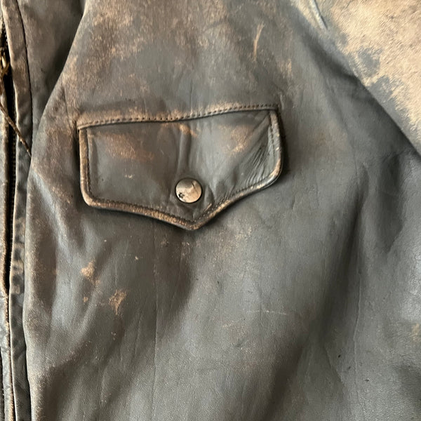1950's Harley Davidson "Traveler" Horsehide Motorcycle Gray Leather Jacket