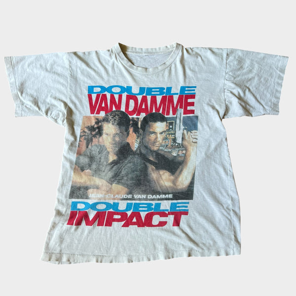 1991 Double Impact (Starring:  Jean Claude Van Damme) Vintage Movie Promo Tee Shirt