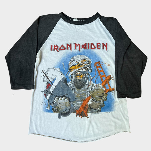 1985 Iron Maiden "California Invasion" Tour Vintage Band Raglan Tee Shirt
