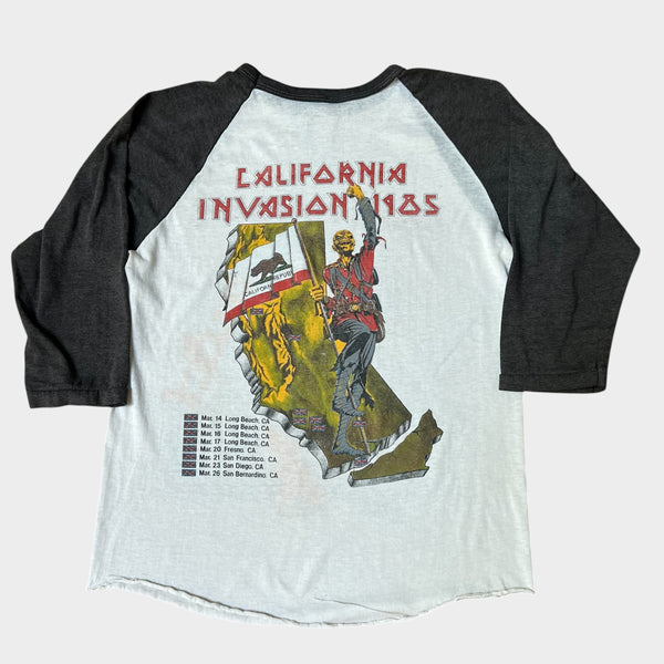 1985 Iron Maiden "California Invasion" Tour Vintage Band Raglan Tee Shirt