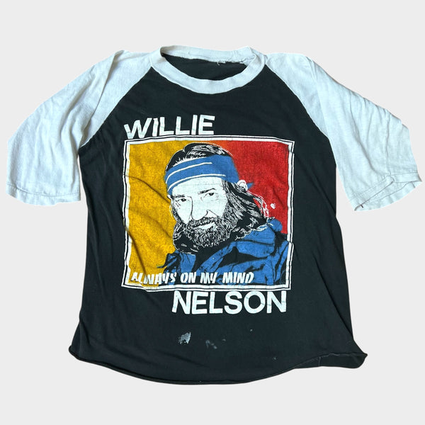 1982 Willie Nelson Vintage Country Music Tour Raglan Tee Shirt
