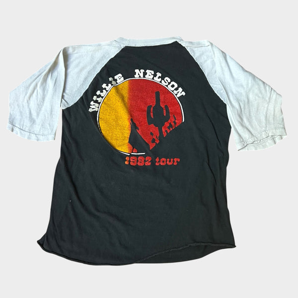 1982 Willie Nelson Vintage Country Music Tour Raglan Tee Shirt