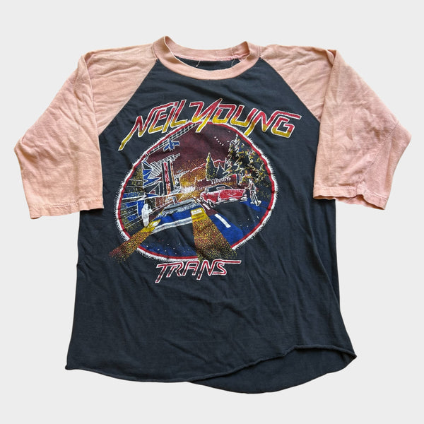 1983 Neil Young "Trans" Tour Vintage Band Raglan Tee Shirt