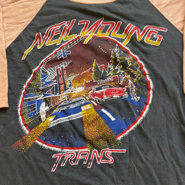 1983 Neil Young "Trans" Tour Vintage Band Raglan Tee Shirt