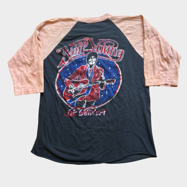 1983 Neil Young "Trans" Tour Vintage Band Raglan Tee Shirt