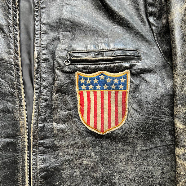 1960's Harley Davidson Vintage Black Leather Cafe Motorcycle Jacket
