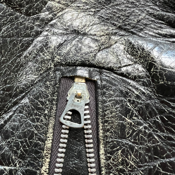 1960's Harley Davidson Vintage Black Leather Cafe Motorcycle Jacket