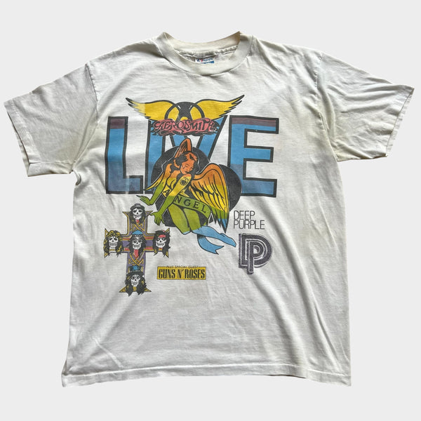 1988 Aerosmith, Guns N Roses, Deep Purple at Giants Stadium Concert Vintage Parking Lot Tee Shirt