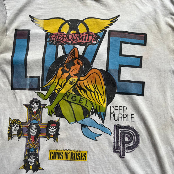 1988 Aerosmith, Guns N Roses, Deep Purple at Giants Stadium Concert Vintage Parking Lot Tee Shirt