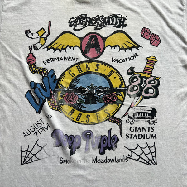 1988 Aerosmith, Guns N Roses, Deep Purple at Giants Stadium Concert Vintage Parking Lot Tee Shirt