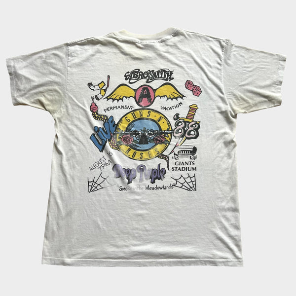 1988 Aerosmith, Guns N Roses, Deep Purple at Giants Stadium Concert Vintage Parking Lot Tee Shirt