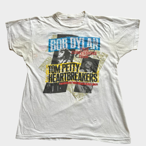 1986 Bob Dylan + Tom Petty "True Confessions" Tour Vintage Band Tee Shirt