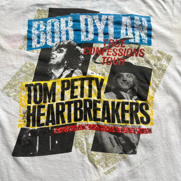 1986 Bob Dylan + Tom Petty "True Confessions" Tour Vintage Band Tee Shirt