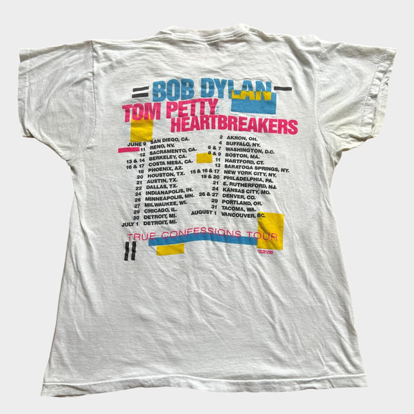 1986 Bob Dylan + Tom Petty "True Confessions" Tour Vintage Band Tee Shirt
