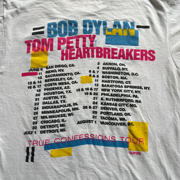 1986 Bob Dylan + Tom Petty "True Confessions" Tour Vintage Band Tee Shirt
