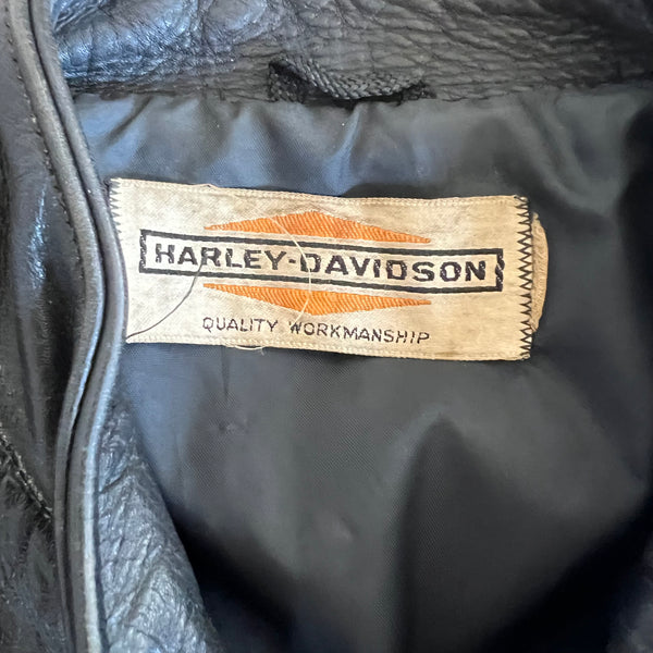 1960's Harley Davidson Vintage Black Leather Cafe Racer Motorcycle Jacket