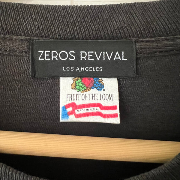 1990s Zeros Revival Blank Vintage Tee Shirt - Black