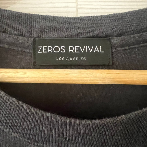 1970s Zeros Revival Blank Vintage Pocket Tee Shirt - Black