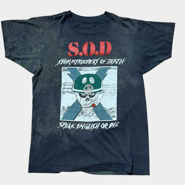 1985 S.O.D. Stormtroopers Of Death "Speak English or Die" Vintage Band Promo Tee Shirt