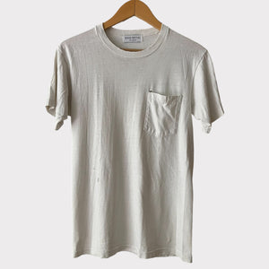 1970s Zeros Revival Vintage Blank Pocket Tee Shirt - White