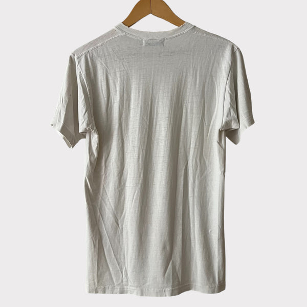 1970s Zeros Revival Vintage Blank Pocket Tee Shirt - White