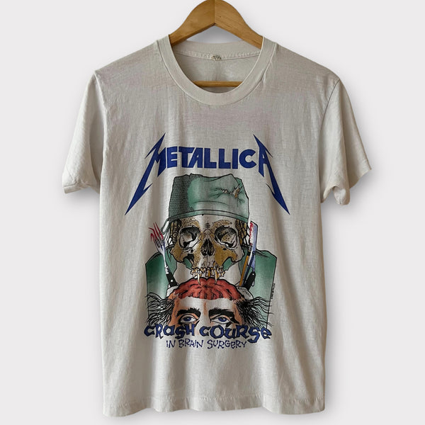 1987 Metallica "Crash Course In Brain Surgery" Vintage Band Promo Tee Shirt