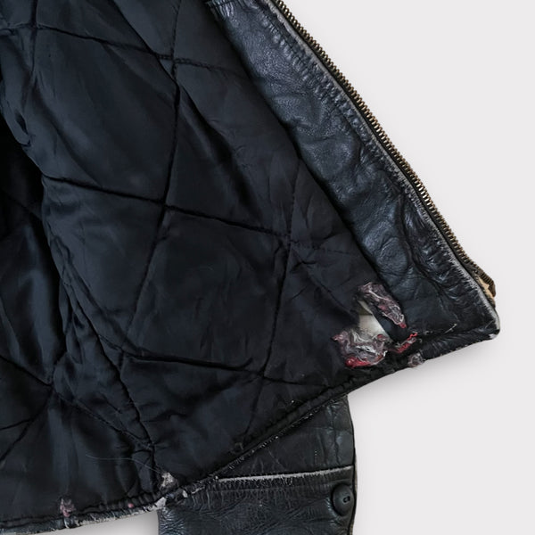 1950s Grais Steerhide Black Leather Motorcycle Jacket