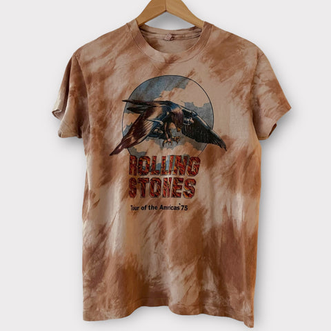 1975 The Rolling Stones Tour Of The Americas" Vintage Tie Dye Band Tee Shirt