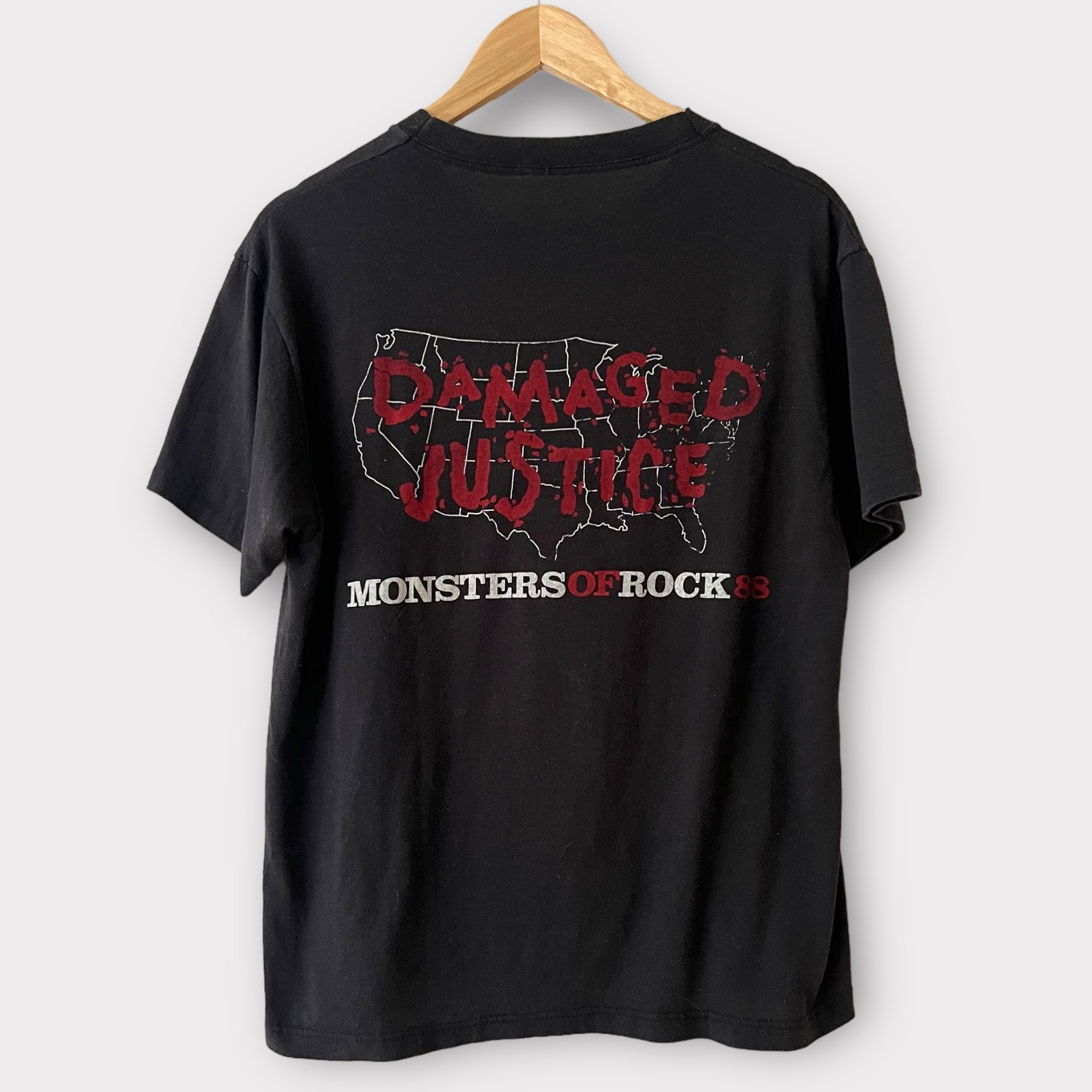 monsters of rock 1988 t shirt 1988 Metallica Damaged Justice Monsters Of Rock Festival Vintage Concert Tee Shirt