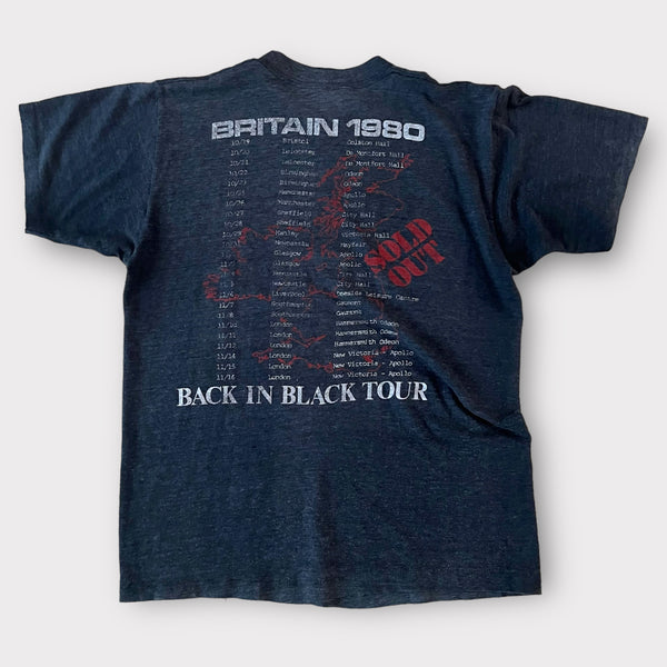 1980 AC DC "Back In Black" Britain Tour Vintage Band Tee Shirt