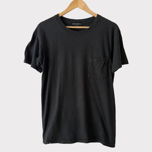 1970s Zeros Revival Blank Vintage Pocket Tee Shirt - Black