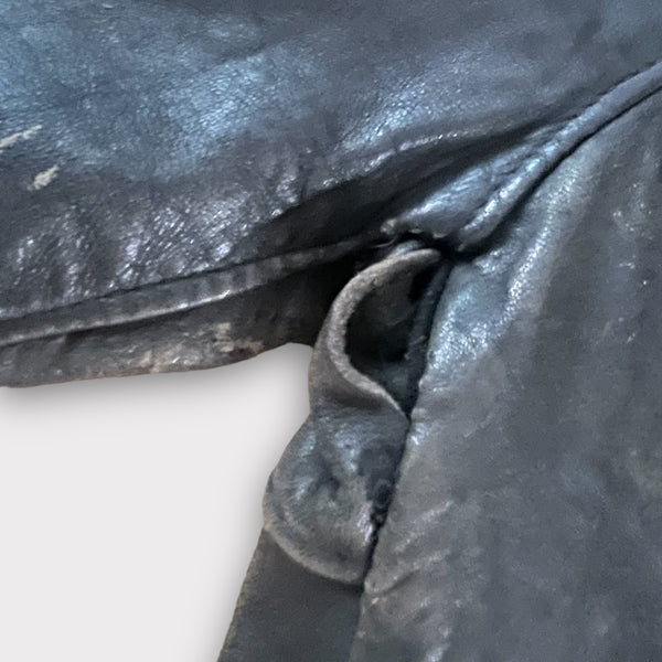 1940s Vintage Black Leather Motorcycle Jacket