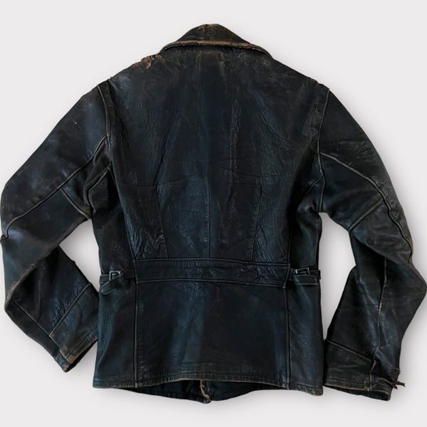 1940s Vintage Black Leather Motorcycle Jacket