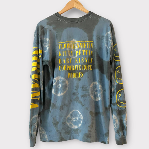1992 Nirvana "Nevermind" Vintage Band Promo Long Sleeve Tie Dye Tee Shirt